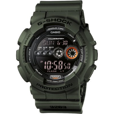 Relógio G-Shock Classic Style GD-100MS-3 World Time - Military Stealth