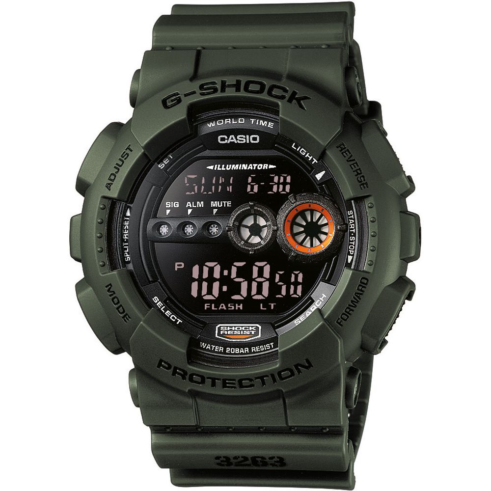 Relógio G-Shock Classic Style GD-100MS-3ER World Time - Military Stealth