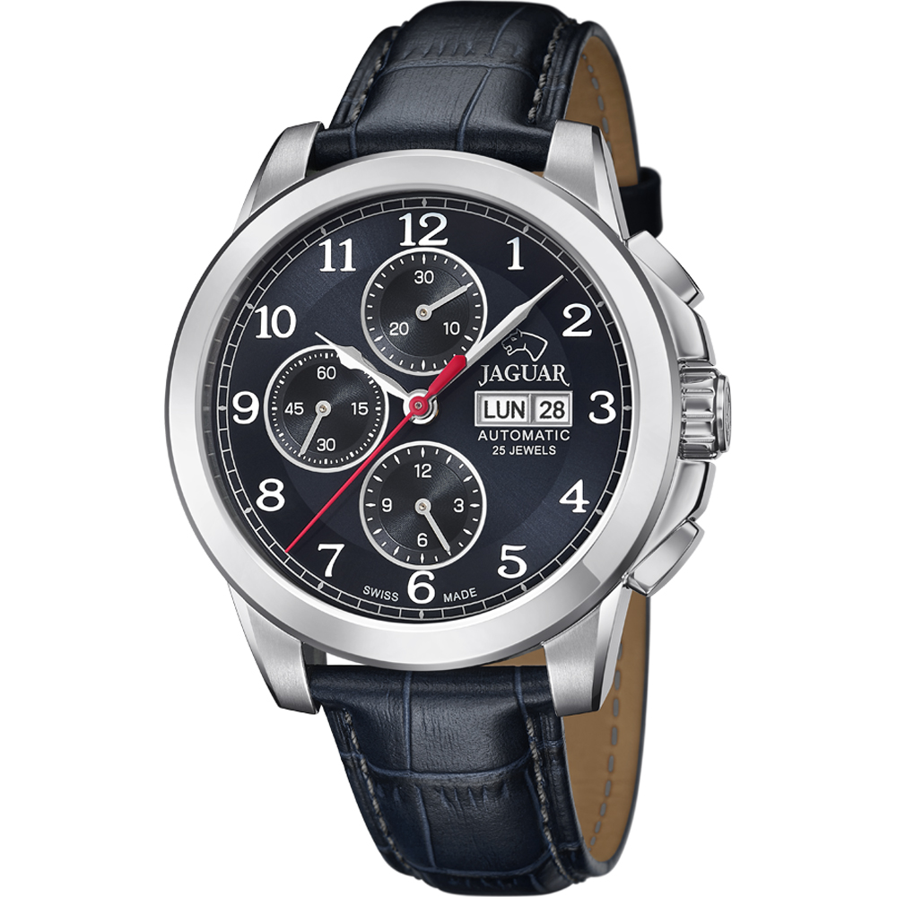 JAGUAR Orologio Da Uomo J968/3 Acamar - Cassa In Acciaio Inossidabile 316L Argento, Cinturino In Pelle Verde, Quadrante Verde, Vetro Zaffiro, 5 ATM