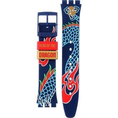 Bracelete Swatch Plastic - Originals Medium (34mm) /Access/Solar/Musicall/Stop - G/SK/SL/SR/SS/SO28 ASO28Z125 Dragon in waves