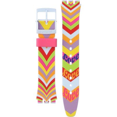 Bracelete Swatch Plastic - Originals Medium (34mm) /Access/Solar/Musicall/Stop - G/SK/SL/SR/SS/SO28 ASO31S100 Groovy Love