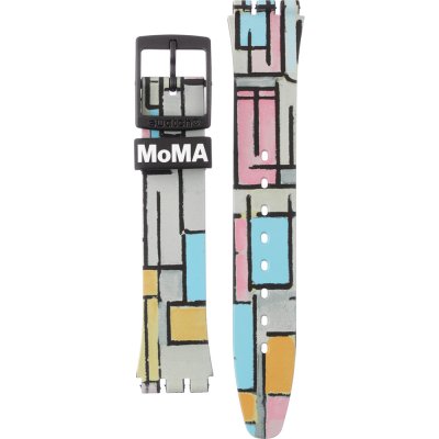 Bracelete Swatch Plastic - Originals Medium (34mm) /Access/Solar/Musicall/Stop - G/SK/SL/SR/SS/SO28 AGZ350 GZ350 Composition in oval with color planes 1 - by Piet Mondriaan