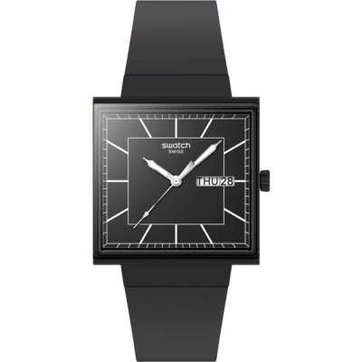Relógio Swatch What If - Square SO34B701-SC What If... Blackagain?