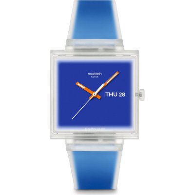 Relógio Swatch What If - Square SO38K701 What If... Jelly see thru blue?