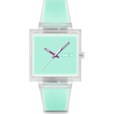 Relógio Swatch What If - Square SO38K702 What If... Jelly see thru mint?