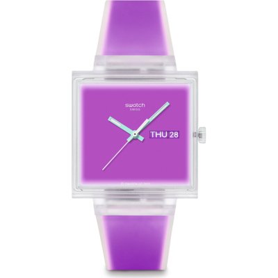 Relógio Swatch What If - Square SO38K705 What If... Jelly see thru magenta?